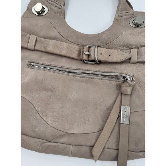 Foley + Corinna Jet Setter Taupe Leather Shoulder Bag With Front Zipper Pocket - Picture 5 of 16